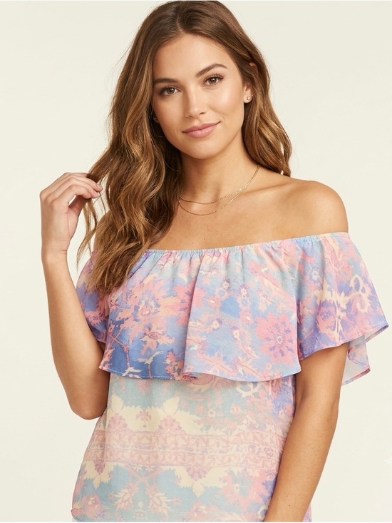 Show Me Your MuMu Tops - Show Me Your Mumu Women’s Off Shoulder Watercolor Floral Chiquita Top Size XS